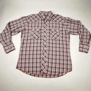VINTAGE Wrangler Shirt Men Large Colorful Plaid Pearl Snap Long Sleeve Western